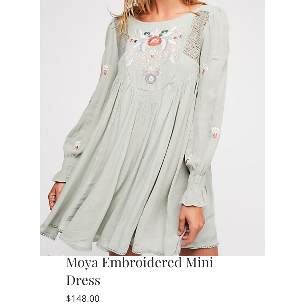 FREE PEOPLE Moya Embroidered Mini Dress